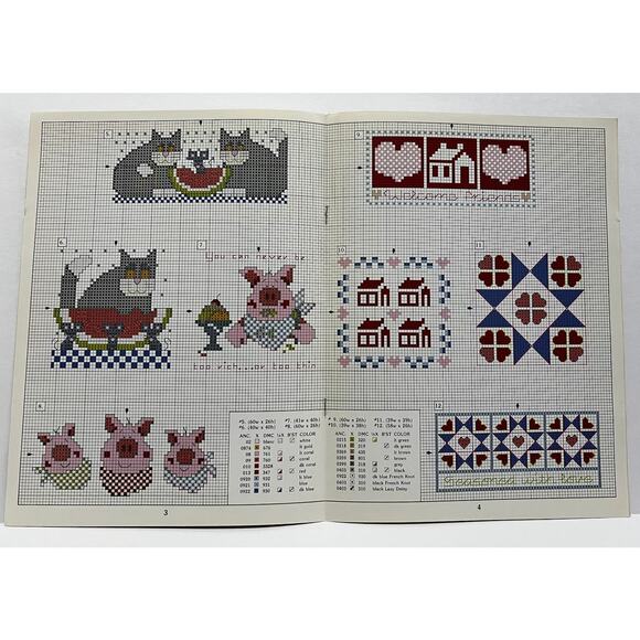 VTG Leisure Arts Cross Stitch Design Book-Kitchen Mates Towel Pot Holder Designs - Picture 3 of 3